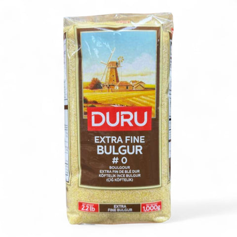 Package of DURU EXTRA FINE BULGUR 1KG showcasing high-quality bulgur grains.