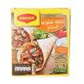 Maggi Shawerma Spices Mix 40g packaging with shawerma wrap and ingredients image