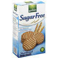 Gullon Sugar Free shortbread cookies box with image of round cookies and wheat stalks, 11.6oz.