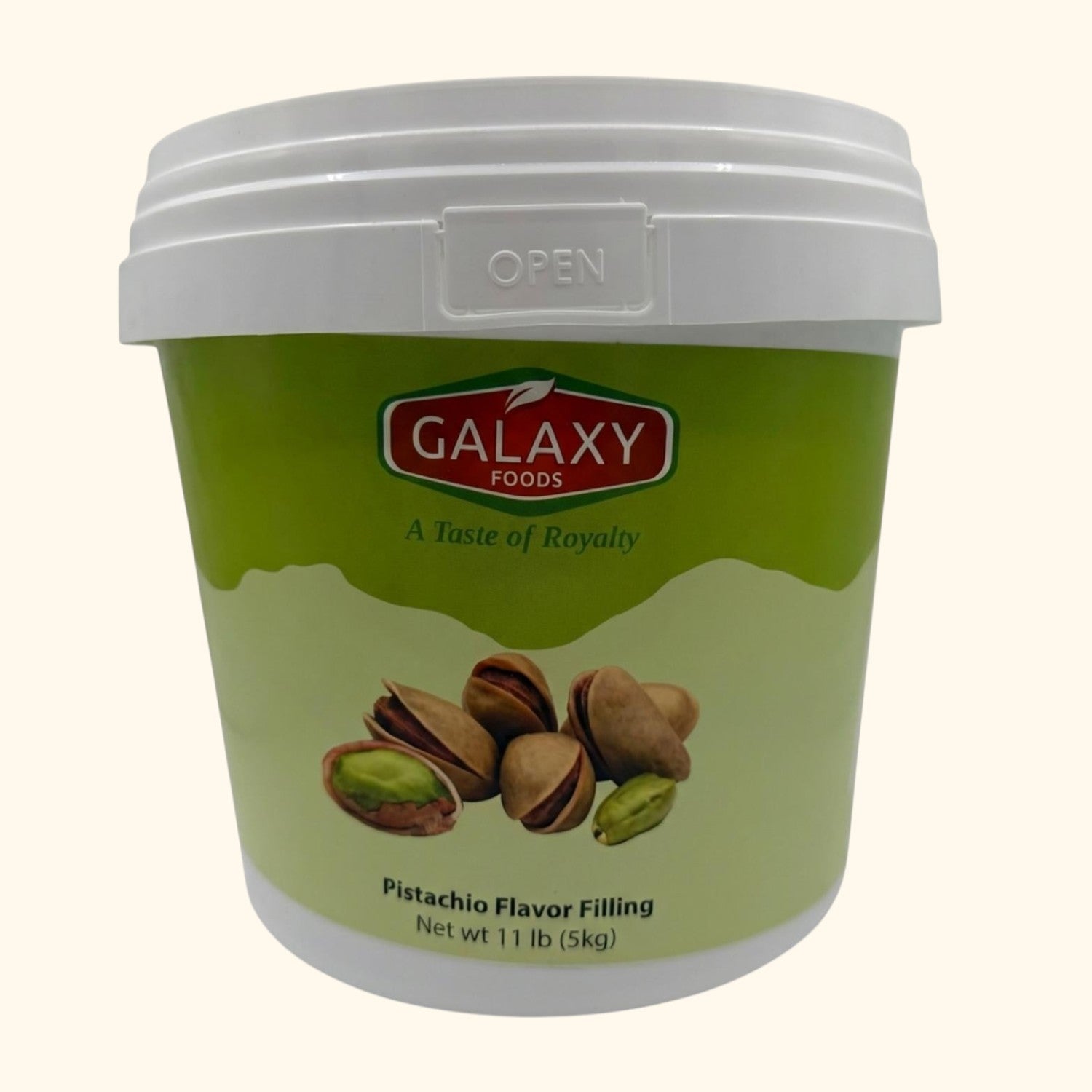 Pistachio Flavor Filling, 11 lb tub — bulk Middle Eastern bakery filling