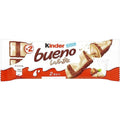 Kinder Bueno White Chocolate wafer bars with creamy hazelnut and milk filling, pack of 2, German origin