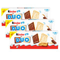 Kinder Duo Biscuit pack of 12 crunchy cookies with milk and white chocolate bars, 150g each, from Italy.
