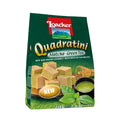 Loacker Quadratini Matcha Green Tea wafer cookies with bite-sized crispy cubes and green tea cream filling in 220g packaging
