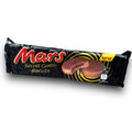 Mars Secret Center Biscuits package showing biscuits with creamy center and crunchy outer layer, black packaging with red and yellow branding
