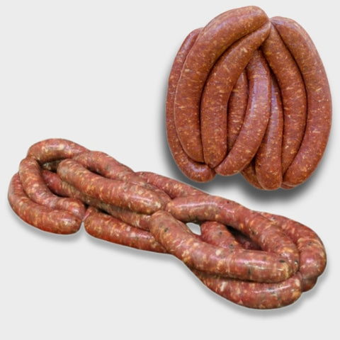 Lamb And Beef Sausage - Mergaz Halal, handcrafted links perfect for grilling or breakfast, showcasing rich flavors and quality ingredients.