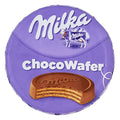 Milka Choco Wafer 30gm round purple packaging with milk chocolate wafer image