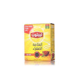 Lipton yellow label tea 250g box with steaming cup and tea leaves illustration