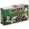 Another view of Sultan All Natural Moroccan Sardines in Olive Oil with Chili Peppers, featuring product branding and a detailed view of the can design.