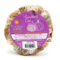 Sunshine Snacks sundried figs package, a fiber-rich Mediterranean snack, wrapped in clear plastic with purple label