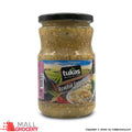 Tukas Roasted Eggplant puree jar with smoky flavor, ideal for dips, spreads, and Mutabbal Baba Ganoush.