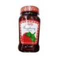 Jar of Tunas Raspberry Preserves with red label and raspberry image